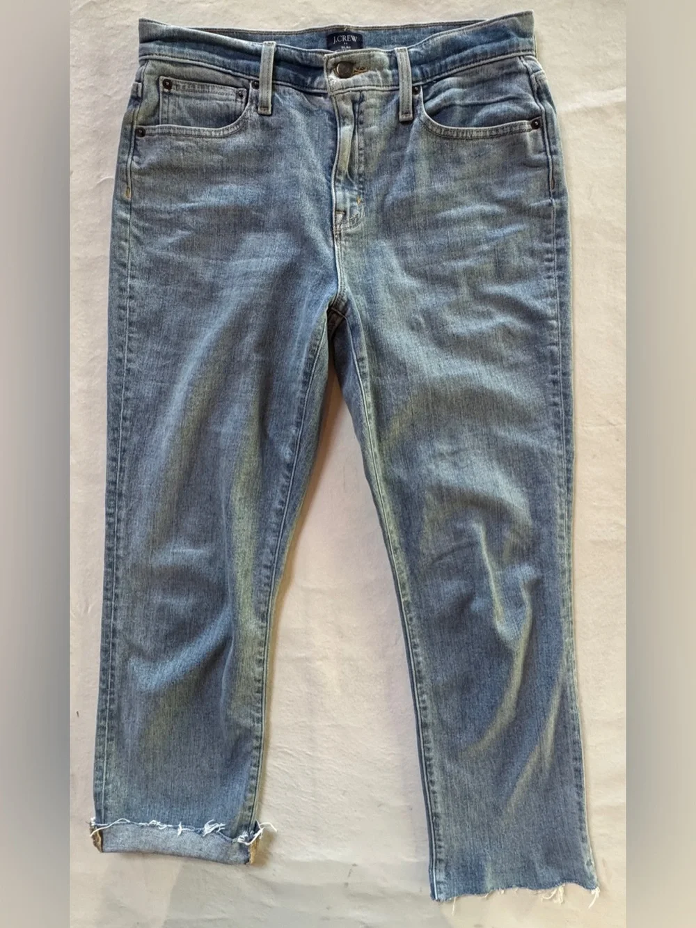 J.Crew Slim Boyfriend Jeans BF862 Raw Hem Faded Med Wash (26)